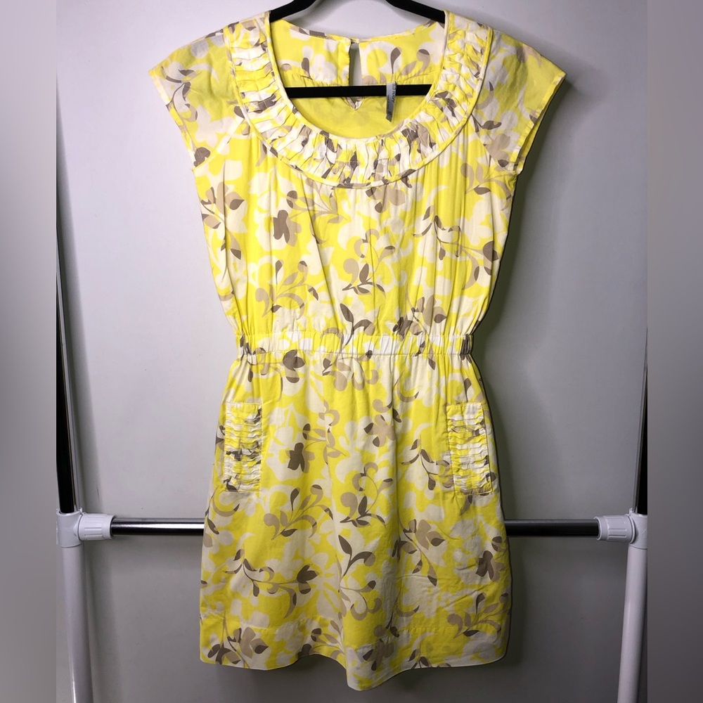 Old Navy Yellow Floral Ruffle Mini XS Dress